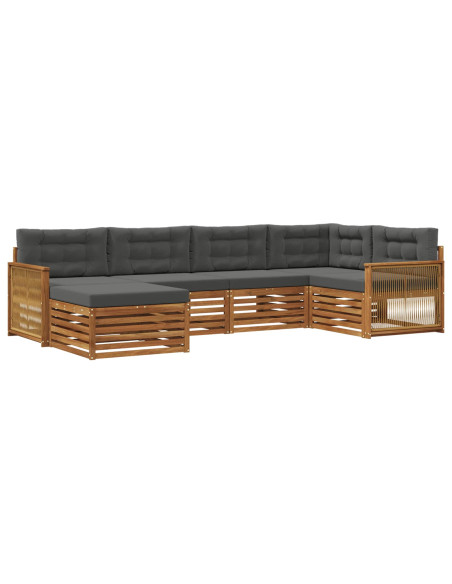 Set di divani da esterno con cuscino 6 pcs Naturale e Antracite