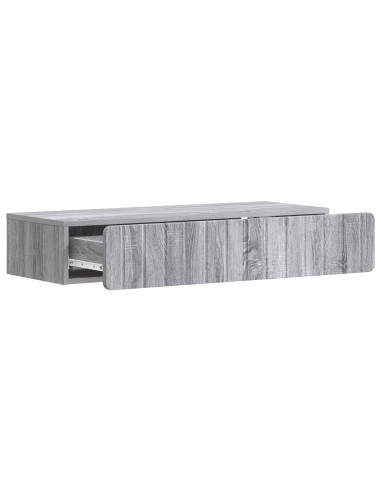 Tavolino da Parete Laterale Grigio Sonoma 87,5 x 34,5 x 17 cm