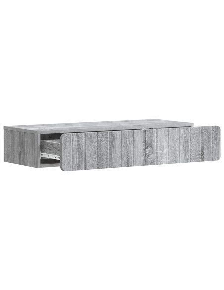 Tavolino da Parete Laterale Grigio Sonoma 87,5 x 34,5 x 17 cm