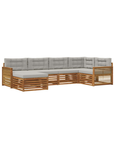 Set di divani da esterno 6 pcs Naturale e Grigio Chiaro