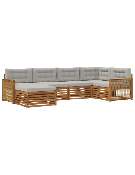 Set di divani da esterno 6 pcs Naturale e Grigio Chiaro