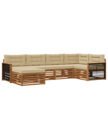 Set di divani da esterno con cuscino 6 pcs Naturale e Beige