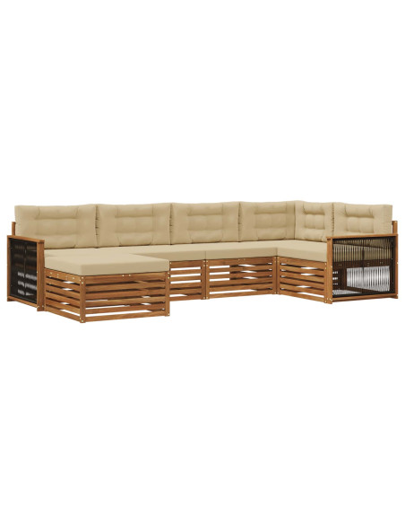 Set di divani da esterno con cuscino 6 pcs Naturale e Beige