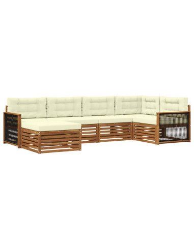 Set di divani da esterno con cuscino 6 pcs Naturale e Crema