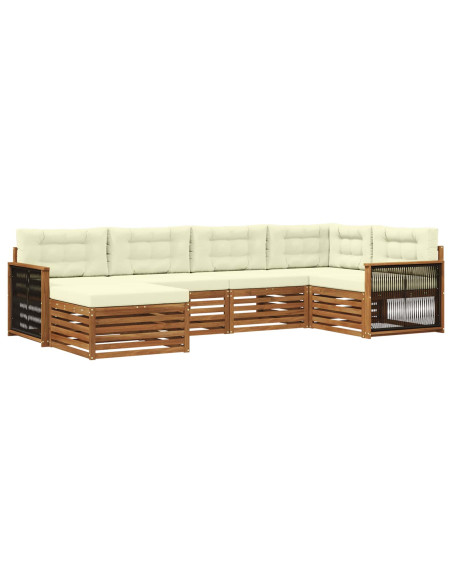 Set di divani da esterno con cuscino 6 pcs Naturale e Crema