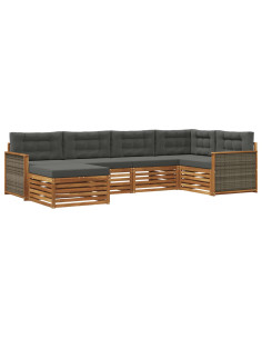 Set di divani da esterno con cuscino 6 pcs Naturale e Antracite 2