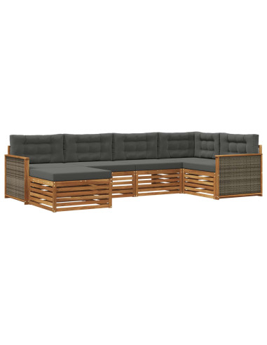 Set di divani da esterno con cuscino 6 pcs Naturale e Antracite