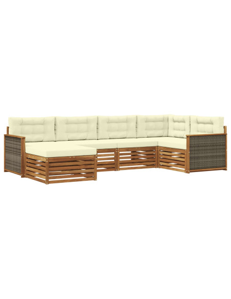 Set di divani da esterno con cuscino 6 pcs Naturale e Crema