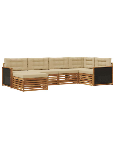 Set di divani da esterno con cuscino 6 pcs Naturale e Beige