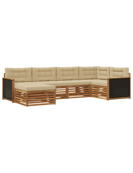 Set di divani da esterno con cuscino 6 pcs Naturale e Beige