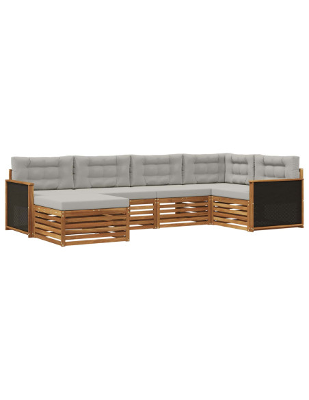 Set di divani da esterno 6 pcs Naturale e Grigio Chiaro