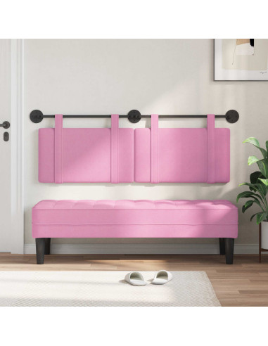Testata appesa Montaggio a parete Rosa 130 x 55 x 5 cm Tessuto