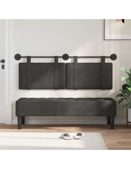 Testata appesa Tinta unita Nero 130 x 55 x 5 cm PU Antico
