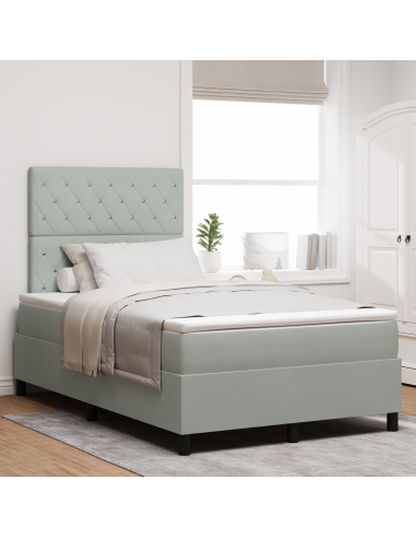 Letto a Sorgente LED Grigio chiaro 120 x 190 cm Tessuto