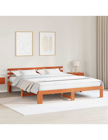 Struttura del letto Marrone cerato 200 x 200 cm Pino massello