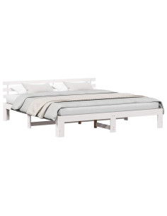Struttura del letto Bianco 200 x 200 cm Pino massello 2
