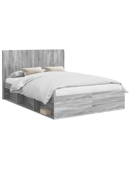 Struttura del letto con stoccaggio e testata Grigio Sonoma