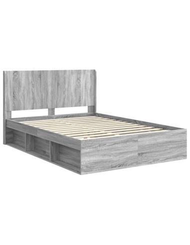 Struttura del letto con stoccaggio e testata Grigio Sonoma