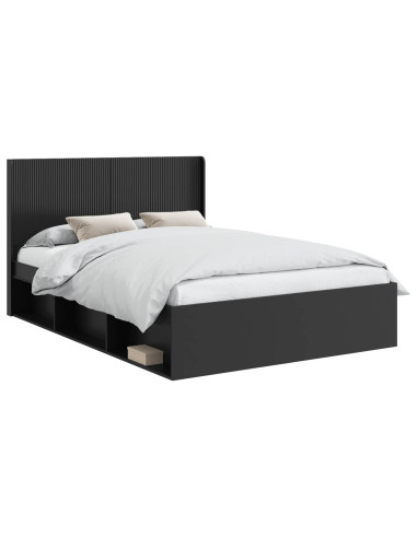 Struttura del letto con stoccaggio e testata Nero 135 x 190 cm