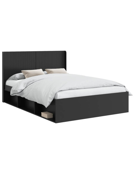 Struttura del letto con stoccaggio e testata Nero 135 x 190 cm