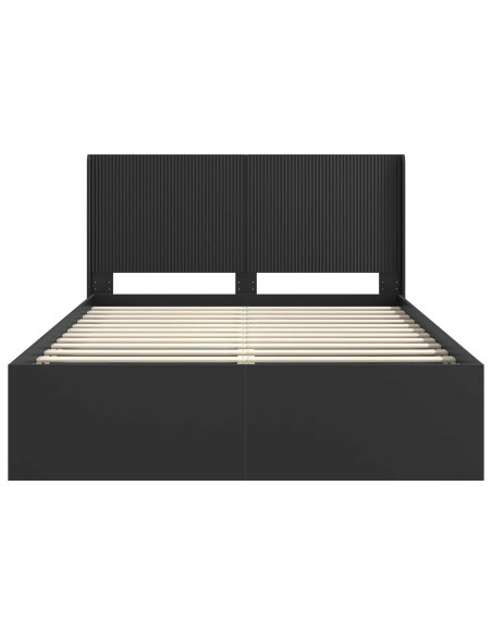 Struttura del letto con stoccaggio e testata Nero 135 x 190 cm
