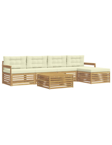 Set di divani da esterno 7 pcs Bianco e Crema Poliestere