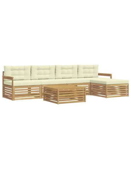 Set di divani da esterno 7 pcs Bianco e Crema Poliestere