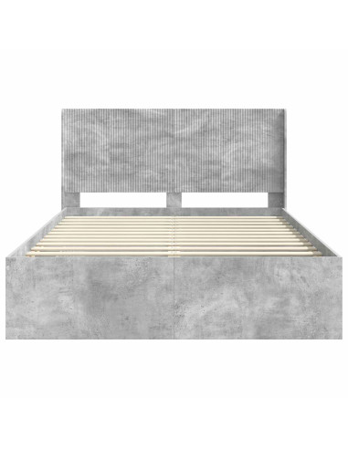 Struttura del letto con stoccaggio e testata Grigio Cemento