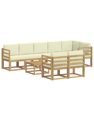 Set di divani da esterno 9 pcs Bianco e Crema Poliestere