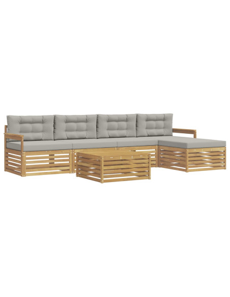 Set di divani da esterno 7 pcs Bianco e Grigio Chiaro