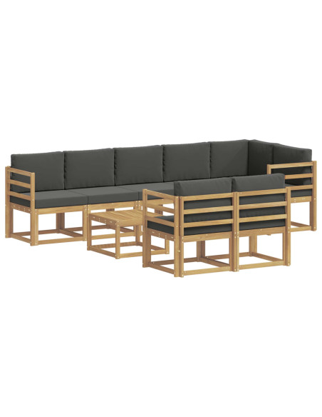 Set di divani da esterno 9 pcs Bianco e Antracite Poliestere