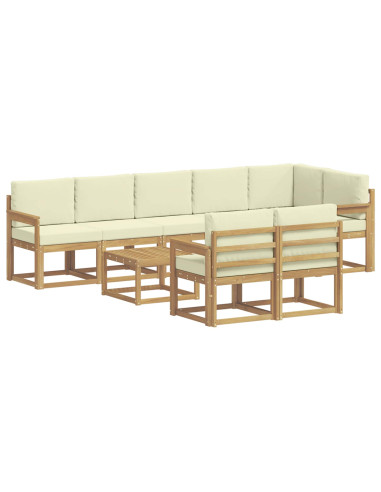 Set di divani da esterno 9 pcs Bianco e Crema Poliestere