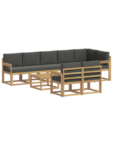 Set di divani da esterno 9 pcs Bianco e Antracite Poliestere