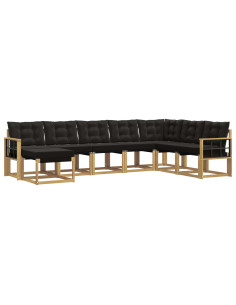 Set di divani da esterno con cuscino 8 pcs Bianco e Nero 2