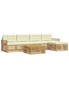 Set di divani da esterno 7 pcs Bianco e Crema Poliestere 2