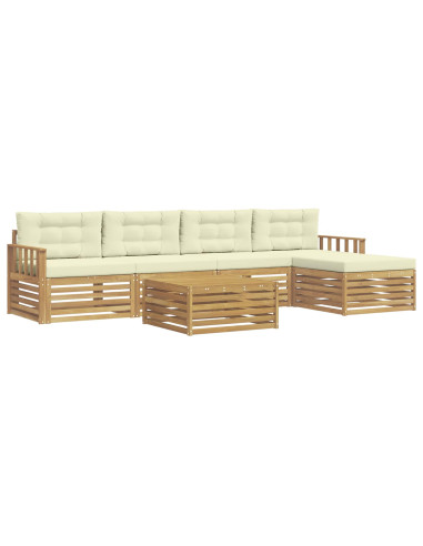 Set di divani da esterno 7 pcs Bianco e Crema Poliestere