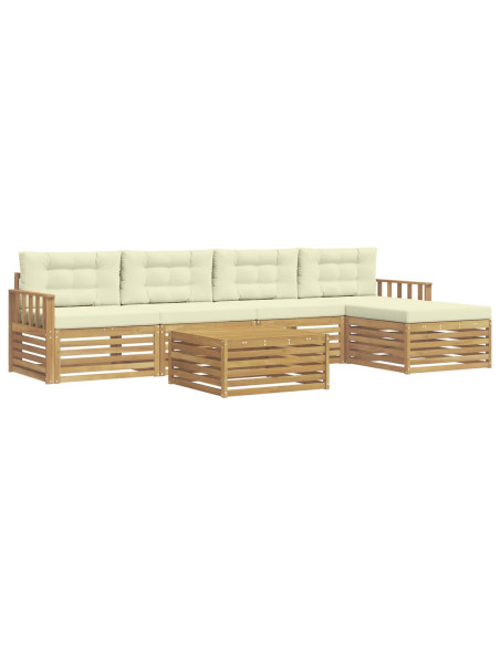 Set di divani da esterno 7 pcs Bianco e Crema Poliestere