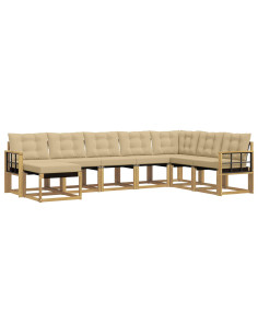 Set di divani da esterno con cuscino 8 pcs Bianco e Beige 2