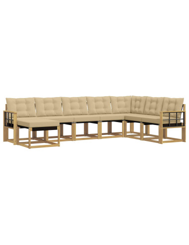 Set di divani da esterno con cuscino 8 pcs Bianco e Beige