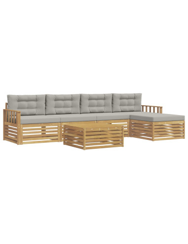 Set di divani da esterno 7 pcs Bianco e Grigio Chiaro