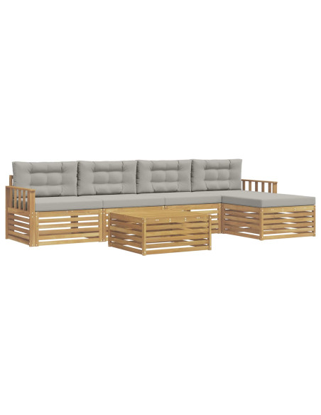 Set di divani da esterno 7 pcs Bianco e Grigio Chiaro