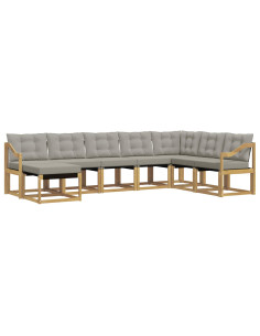 Set di divani da esterno 8 pcs Bianco e Grigio Chiaro 2