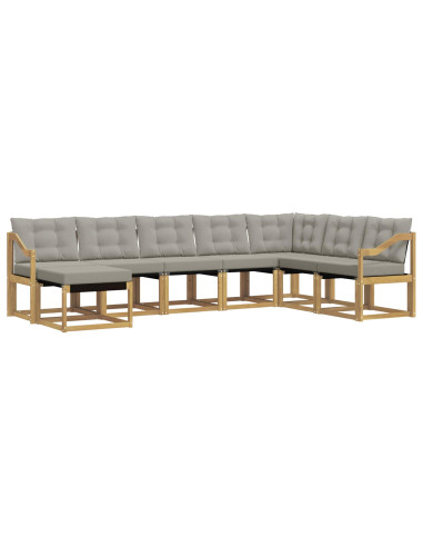 Set di divani da esterno 8 pcs Bianco e Grigio Chiaro