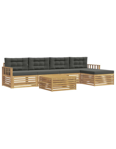 Set di divani da esterno 7 pcs Bianco e Antracite Poliestere