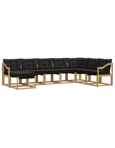 Set di divani da esterno con cuscino 8 pcs Bianco e Nero 2