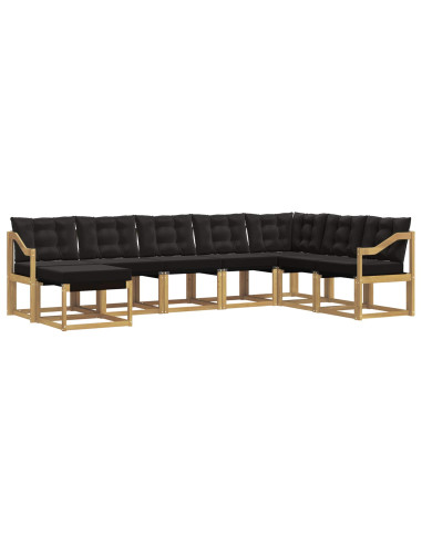 Set di divani da esterno con cuscino 8 pcs Bianco e Nero