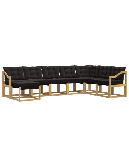 Set di divani da esterno con cuscino 8 pcs Bianco e Nero