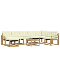 Set di divani da esterno con cuscino 9 pcs Bianco e Crema 2