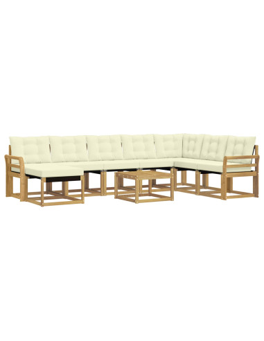 Set di divani da esterno con cuscino 9 pcs Bianco e Crema