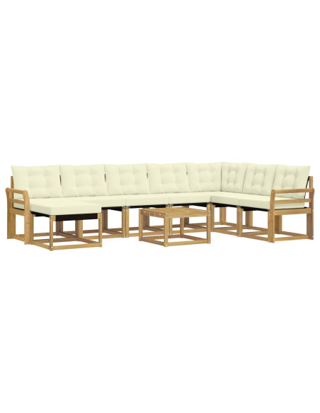 Set di divani da esterno con cuscino 9 pcs Bianco e Crema
